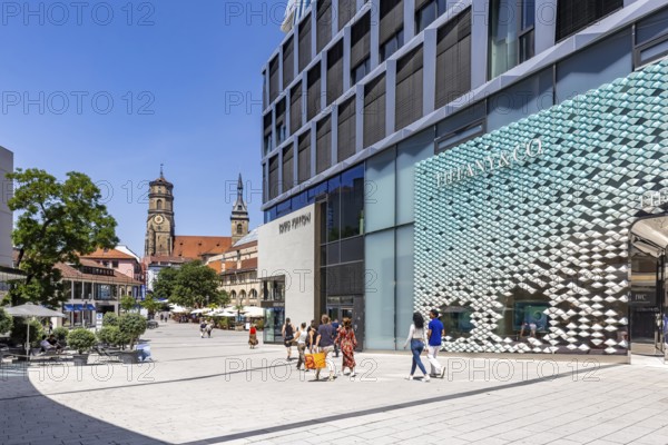Dorotheen Quartier DoQu in the city centre of Stuttgart. FaÃ§ade of the exclusive shopping centre. Stuttgart, Baden-WÃ¼rttemberg, Germany