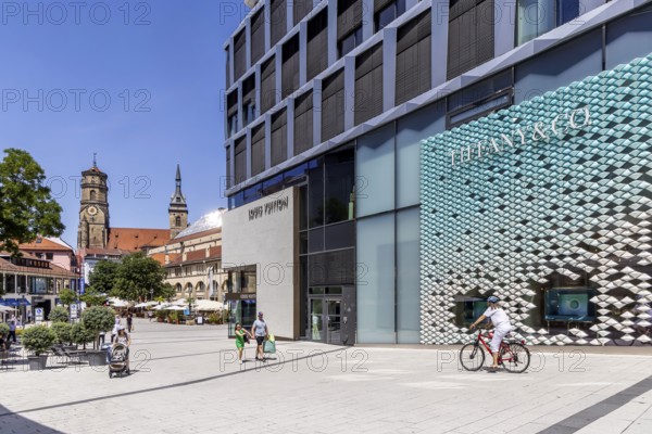 Tiffany & Co. Brand Store, jeweller with high-priced jewellery and gemstones. Logo, shop, Dorotheen Quartier, DOQU, exclusive shopping mall. Stuttgart, Baden-WÃ¼rttemberg, Germany