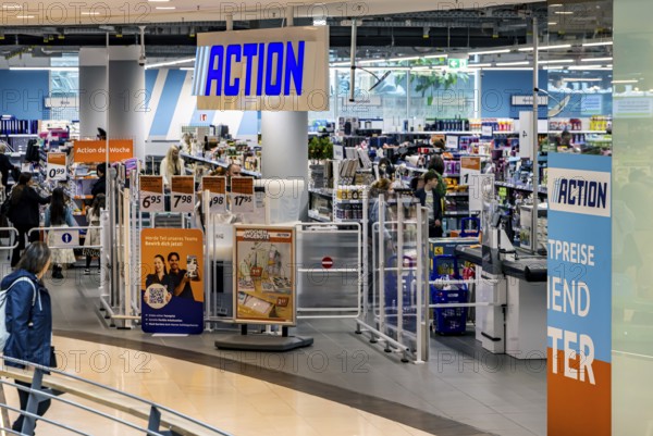 Action bargain store in the Königsbaupassagen shopping centre in Stuttgart, Baden-WÃ¼rttemberg, Germany