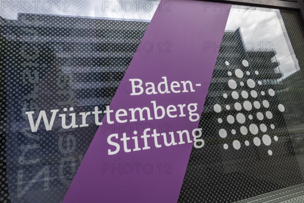 Baden-WÃ¼rttemberg Foundation. Exterior view of the building with logo and claim: German Zuversicht entsteht im SÃ¼dwesten. Stuttgart, Baden-WÃ¼rttemberg, Germany