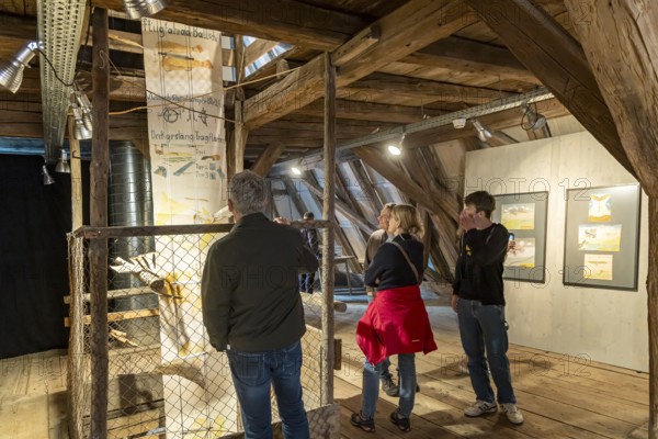Gustav Mesmer, Icarus from Lautertal. The exhibition in the Zehntscheuer MÃ¼nsingen shows the flying bicycles of a man who, after his release from a psychiatric hospital, began to fly high. One of his flying machines was presented at the EXPO 1992 world exhibition in Seville. MÃ¼nsingen, Baden-WÃ¼rttemberg, Germany