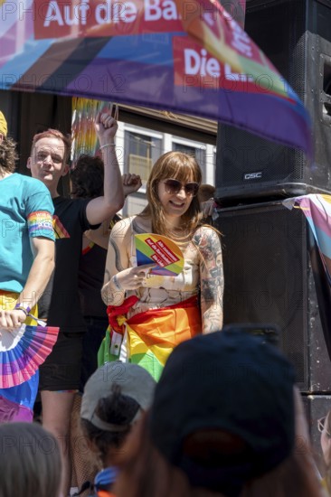 Heidi Reichinnek, parliamentary group leader of the Left Party in the Bundestag and political TikTok star, at Christopher Street Day in Leipzig on 28 June 2025
