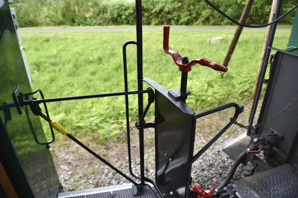 Emergency brake on the Raging Roland railway carriage on RÃ¼gen, Mecklenburg-Western Pomerania, Germany