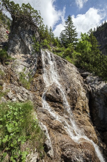 GaiÃŸalpbach waterfall on the hiking trail from the GaiÃŸalpe to Unterer GaiÃŸalpsee, near Oberstdorf, OberallgÃ¤u, AllgÃ¤u Alps, AllgÃ¤u, Bavaria, Germany