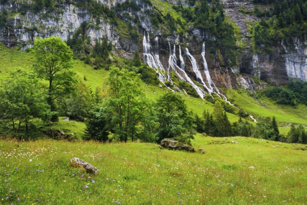 Jungibach Falls in Gental near Engstlenalp, Canton Bern, Switzerland