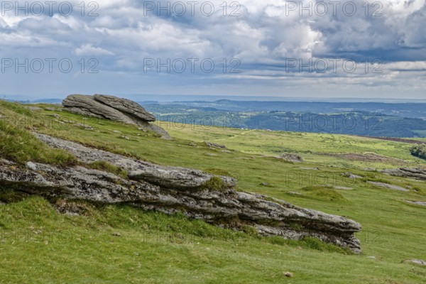 The Haytor Rocks in Dartmoor National Park. Bovey Tracey, Devon, South England, Great Britain