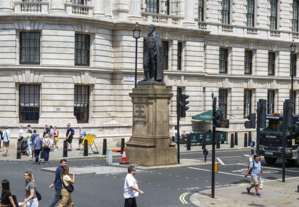 Statue of Spencer Compton 1833-1908, 8th Duke of Devonshire, Horse Guards Avenue, Whitehall, central London, England, UK by Herbert Hampton 1911