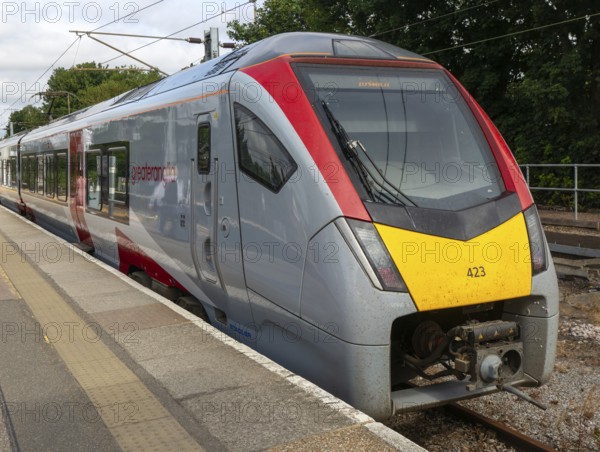 Greater Anglia, British Rail Class Stadler 755 bi-modal multiple unit passenger train, Ipswich railway station, Suffolk, England, UK
