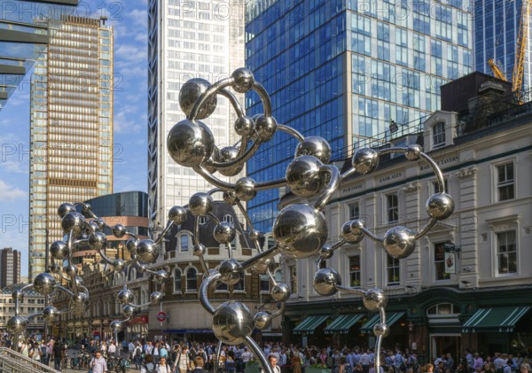 'Infinite Accumulation' artwork by Yayoi Kusame, near Liverpool Street railway station, London, England, UK