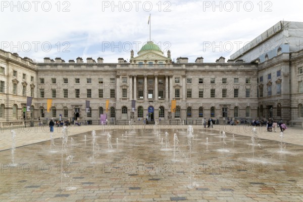 Water fountains in courtyard of Somerset House, Strand, City of Westminster, central London, England, UK