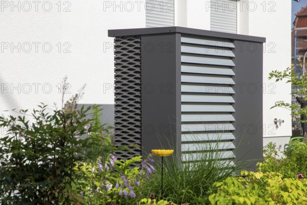 Heat pump on a residential building