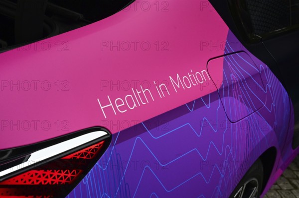 Charite and BMW launch study and test in-car sensors that measure and monitor health and vital signs. The research vehicle is labelled Health in Motion