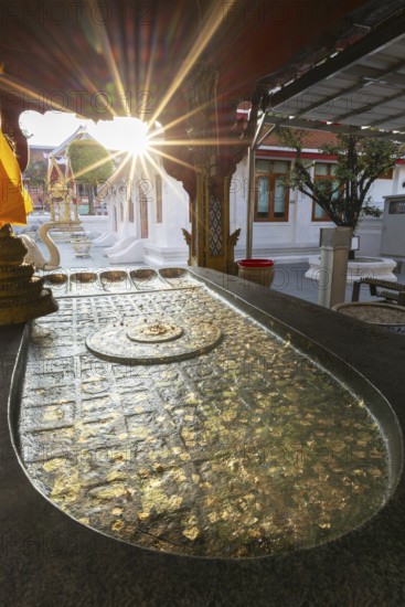 Buddha's footprint at sunset, Wat Chana Songkhram, Bangkok, Thailand