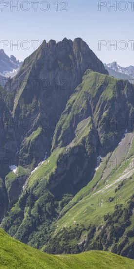 Mountain panorama from Laufbacher-Eckweg to Höfats, 2259m, AllgÃ¤u Alps, AllgÃ¤u, Bavaria, Germany