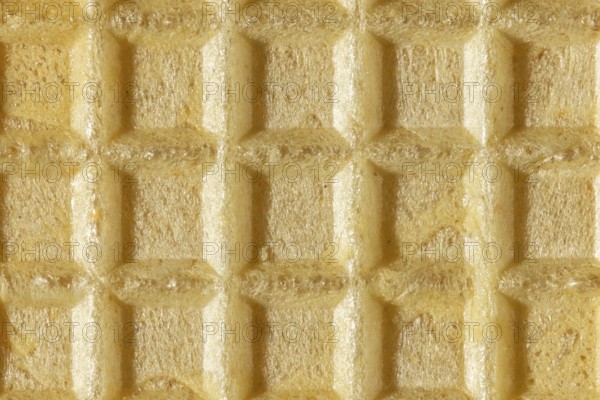 Beige, grid-like texture of a crispy wafer, macro image