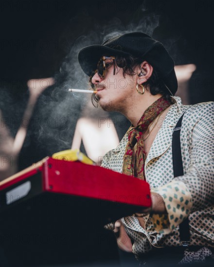 Sebastian Danzig, guitarist and keyboarder of Palaye Royale live at Zitadelle Spandau, Berlin, 21/06/2025