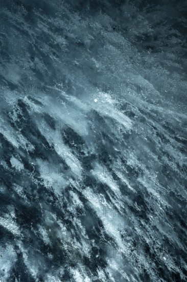 Detail, Ice structure with trapped air bubbles, Artificial ice cave through the glacier ice, Mer de Glace, Montenvers, Chamonix, Haute-Savoie, France