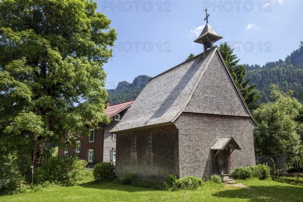 Catholic St Anne's Chapel, oldest wooden chapel in the Alps, Rohrmoos, Rohrmoostal, near Oberstdorf, OberallgÃ¤u, AllgÃ¤u, Bavaria, Germany
