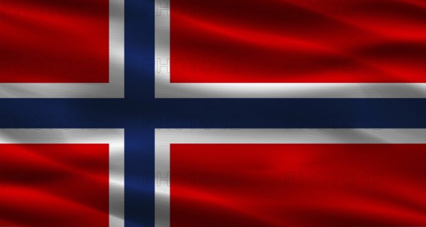 Norway flag with fabric texture. Realistic flag of Norway waving
