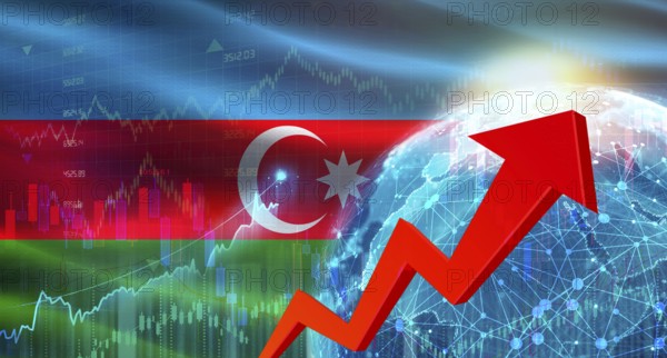 Global financial growth with Azerbaijan flag. Financial growth with Azerbaijan flag on economic background