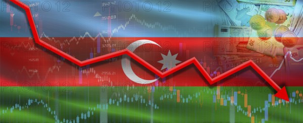 Azerbaijan financial crisis on economic graph. Financial fall of Azerbaijan on economy market