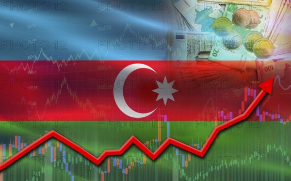 Azerbaijan economic growth on financial graph. Azerbaijan financial growth on market graph