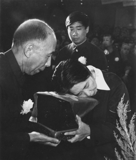 Wang Guangmei mourns her late man Liu Shaoqi, who was the President of the People's Republic of China from 1959 to 1968, 1969