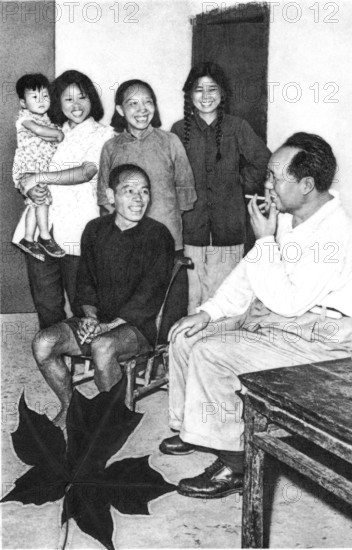 Portrait of Mao Zedong or Mao Tse-tung smoking, Portrait of Mao Zedong or Mao Tse-tung, ca 1960s, China