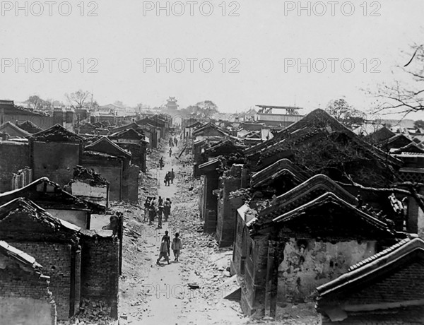Destroyed Tientsin in the Boxer War, China in July 1900 From the souvenir album of an Austrian naval officer from the SMS Aspern