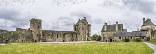 Panorama of Castle ruin of Chateau de Saint-Sauveur-le-Vicomte, Manche, Normandy, France