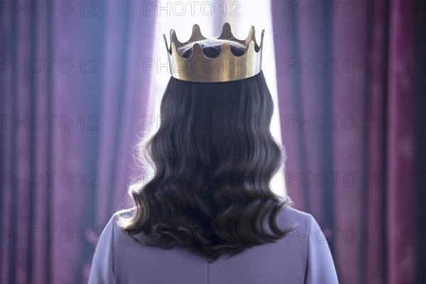Woman wearing a golden crown. Elegant portrait symbolizes female empowerment and female leadership Generative Ai, AI generated