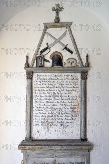 War memorial in the baroque church of St Peter and Paul, Thalstr .31, Peterstahl, Oy Mittelberg, OberallgaÃ¼, Bavaria, Germany