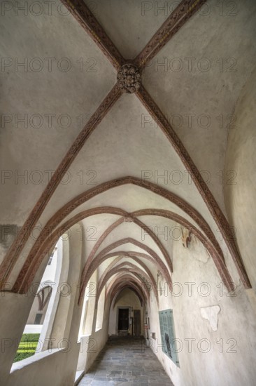 Cloister around 1370 in the Neustift St Margarethen monastery, Vahrn, district of Bolzano, South Tyrol, Italy