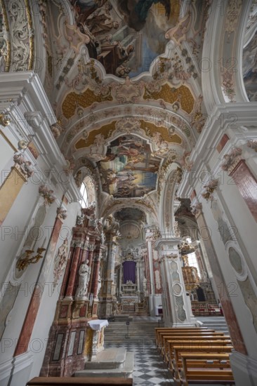 Left aisle of the collegiate basilica, Neustift St Margarethen, Vahrn, district of Bozen, South Tyrol, Italy