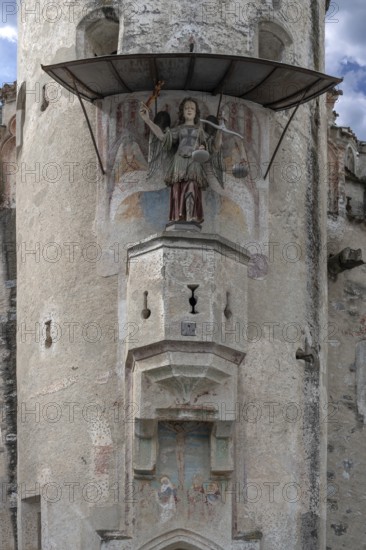 Sculpture of Justitia at Castel Sant'Angelo, Neustift St Margarethen Monastery, Vahrn, Bolzano district, South Tyrol, Italy