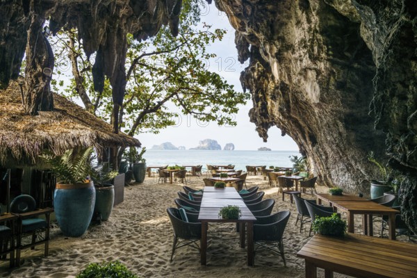 Restaurant in a stalactite cave, Ao Phra Nang Beach, Railay Beach, Ao Nang, Krabi, Thailand