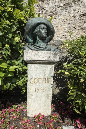 Bust of Johann Wolfgang von Goethe in Scaliger Castle, Malcesine, Veneto, Italy
