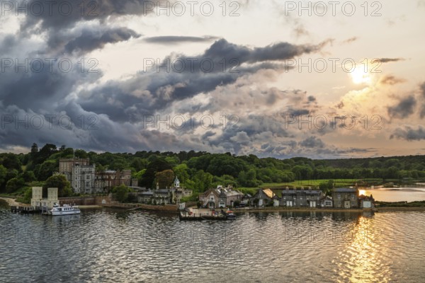 Sunset over Brownsea Castle, Brownsea Island, Poole, Dorset, England, United Kingdom