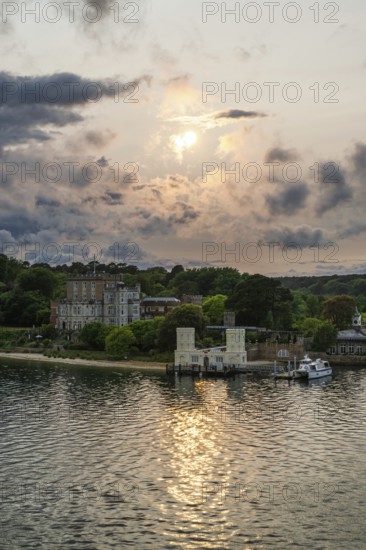 Sunset over Brownsea Castle, Brownsea Island, Poole, Dorset, England, United Kingdom
