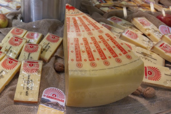 Sales shelf Emmental cheese