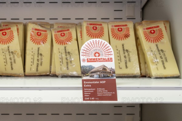 Sales shelf Emmentaler cheese AOP extra