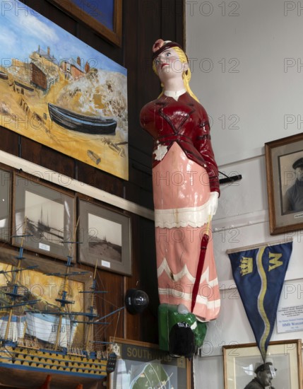 Interior of historic The Sailors Reading Room, Southwold, Suffolk, England, UK