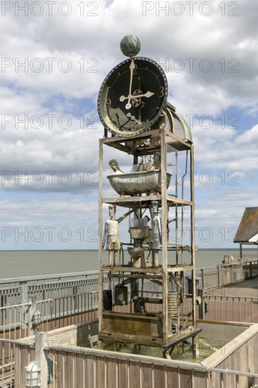 Water clock on the pier at Southwold, Suffolk, England, UK invention by Tim Hunkin