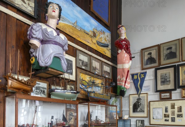 Interior of historic The Sailors Reading Room, Southwold, Suffolk, England, UK