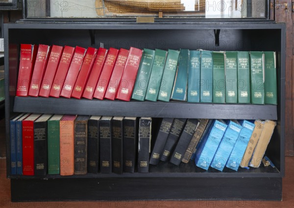 Lloyds Register of Ships books, The Sailors Reading Room, Southwold, Suffolk, England, UK