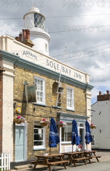 The Sole Bay Inn, historic Adnams public house next to lighthouse, Southwold, Suffolk, England, UK