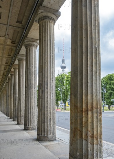 Kolonnadenhof - Colonnades on Berlin's Museum Island with Fernsehturm TV Tower, Germany