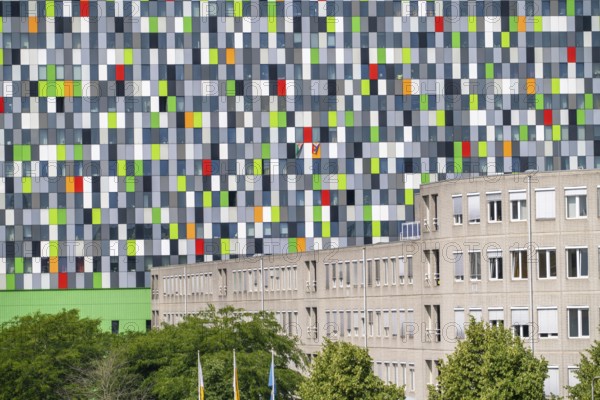 The Casa Confetti student residence, with colourful faÃ§ade, in the Science Park, Utrecht University, Netherlands