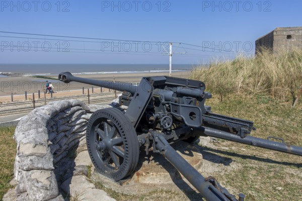 German WWII Pak 40 75 mm anti-tank gun at WW2 Saltzwedel-neu Battery, Raversyde Atlantikwall, Atlantic Wall, Raversijde, West Flanders, Belgium