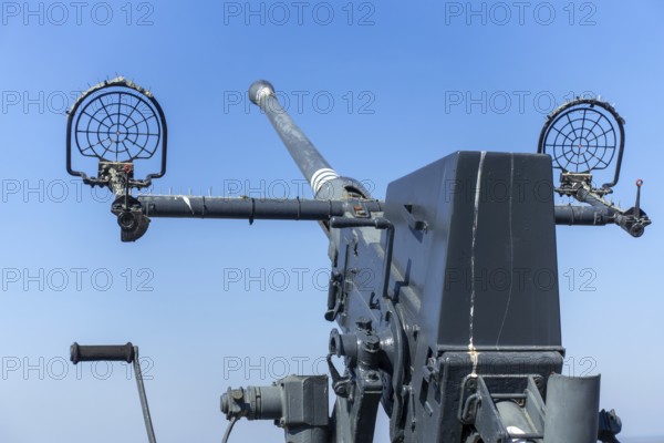 German Flak 28, Bofors 40 mm anti-aircraft gun, at WW2 Saltzwedel-neu Battery, Raversyde Atlantikwall, Atlantic Wall, Raversijde, Flanders, Belgium